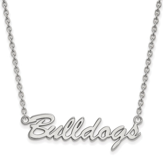 Sterling Silver Rhodium Plated Logoart University Of Georgia Bulldogs Script Pendant 18 Inch Necklace