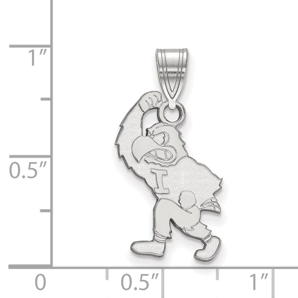Sterling Silver Rhodium Plated Logoart University Of Iowa Hawk Mascot Large Pendant