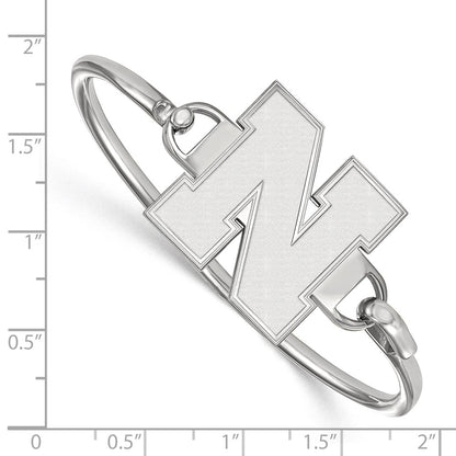 Sterling Silver Rh Plated Logoart University Of Nebraska Large Bangle
