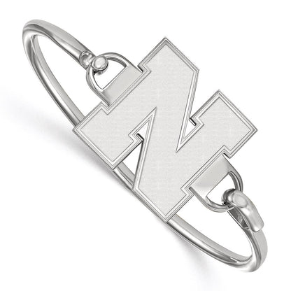 Sterling Silver Rh Plated Logoart University Of Nebraska Large Bangle