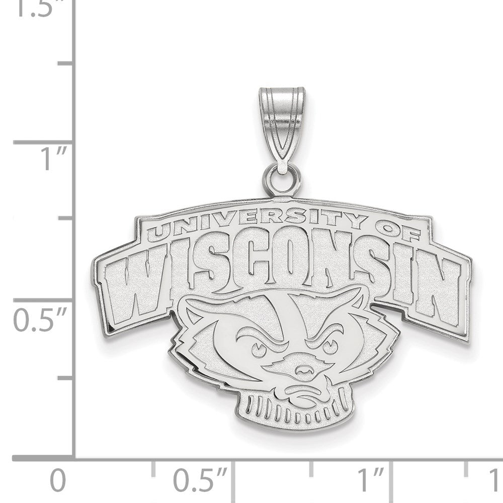 14K White Gold Logoart University Of Wisconsin Large Pendant