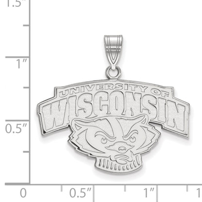 14K White Gold Logoart University Of Wisconsin Large Pendant
