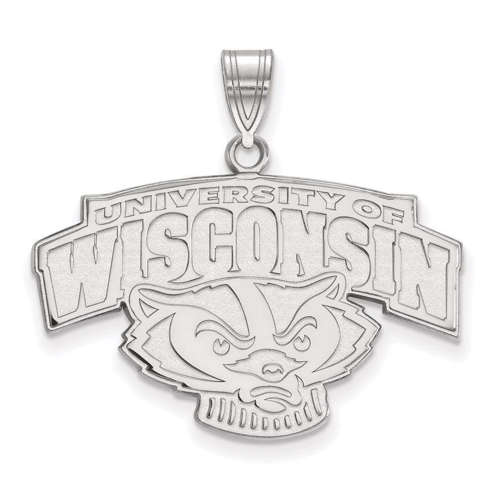 10K White Gold Logoart University Of Wisconsin Large Pendant