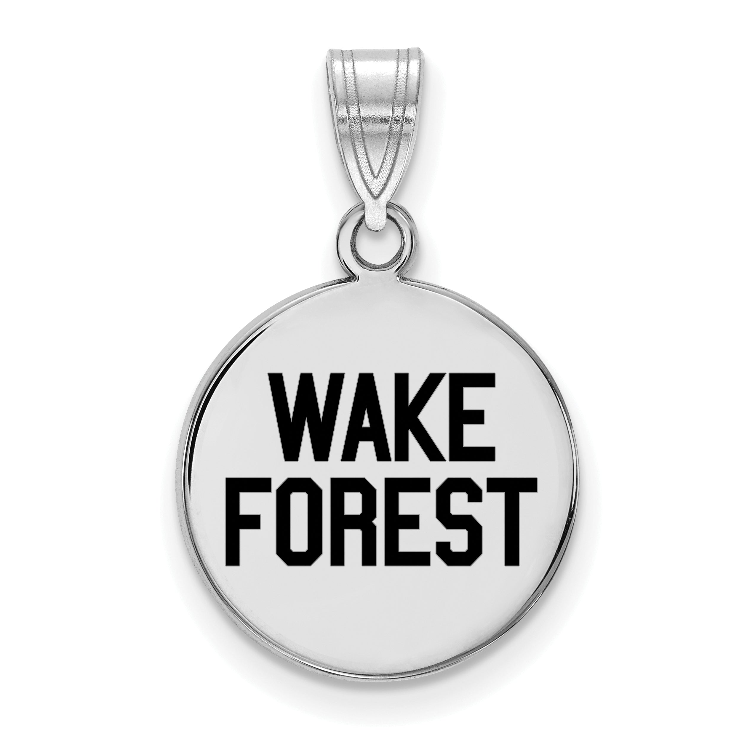Sterling Silver Rhodium Plated Logoart Wake Forest University W F Deacon Medium Enameled Disc Pendant