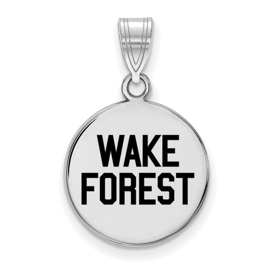 Sterling Silver Rhodium Plated Logoart Wake Forest University W F Deacon Medium Enameled Disc Pendant