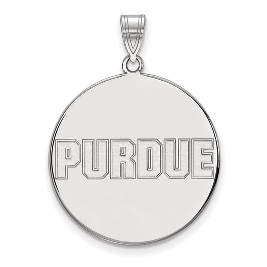 10K White Gold Logoart Purdue University Block Type Extra Large Disc Pendant