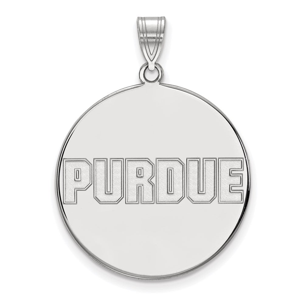14K White Gold Logoart Purdue University Block Type Extra Large Disc Pendant