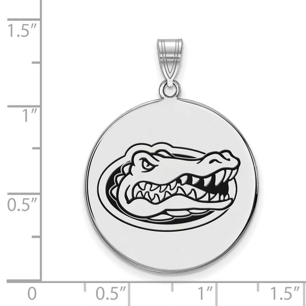 Sterling Silver Rhodium Plated Logoart University Of Florida Gator Extra Large Enameled Disc Pendant