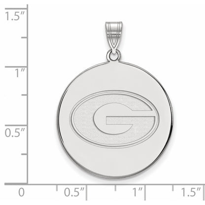 Sterling Silver Rhodium Plated Logoart University Of Georgia Letter G Extra Large Disc Pendant