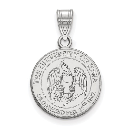 10K White Gold Logoart University Of Iowa Medium Crest Pendant