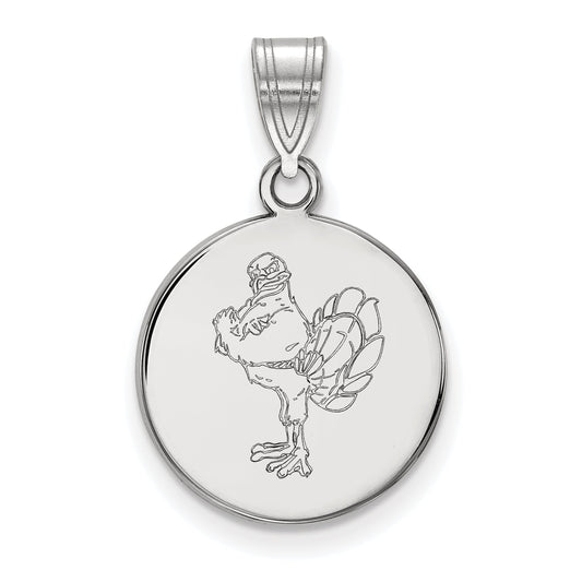 Sterling Silver Rhodium Plated Logoart Virginia Tech Hokiebird Medium Disc Pendant