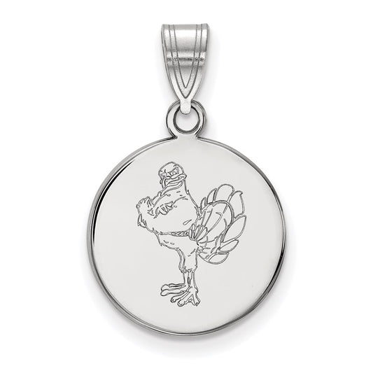 10K White Gold Logoart Virginia Tech Hokiebird Medium Disc Pendant
