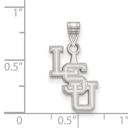 Sterling Silver Rhodium Plated Logoart Louisiana State University L S U Small Pendant