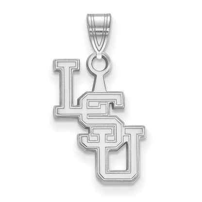 14K White Gold Logoart Louisiana State University L S U Small Pendant