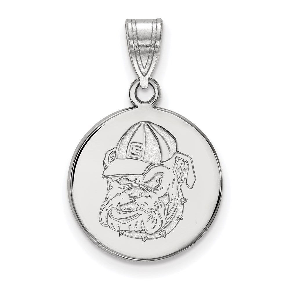 14K White Gold Logoart University Of Georgia Bulldog Medium Disc Pendant