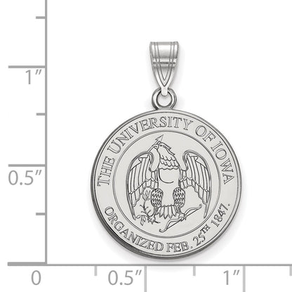 Sterling Silver Rhodium Plated Logoart University Of Iowa Large Crest Pendant