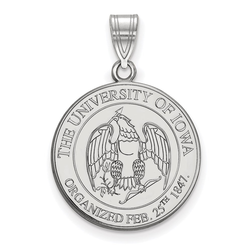 Sterling Silver Rhodium Plated Logoart University Of Iowa Large Crest Pendant