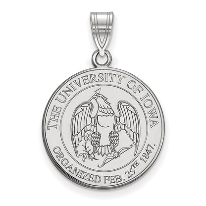 Sterling Silver Rhodium Plated Logoart University Of Iowa Large Crest Pendant