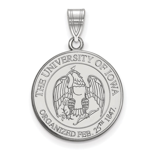 Sterling Silver Rhodium Plated Logoart University Of Iowa Large Crest Pendant