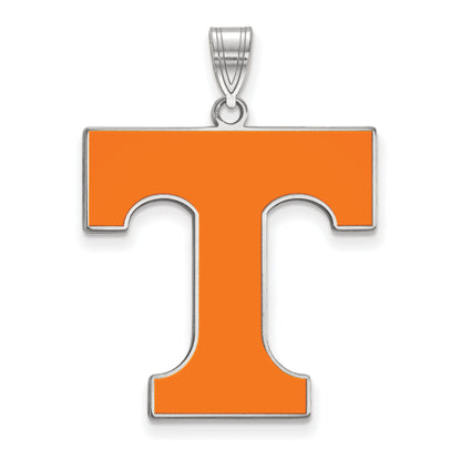 Sterling Silver Rhodium Plated Logoart University Of Tennessee Letter T Extra Large Enameled Pendant