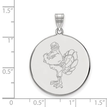 14K White Gold Logoart Virginia Tech Hokiebird Extra Large Disc Pendant