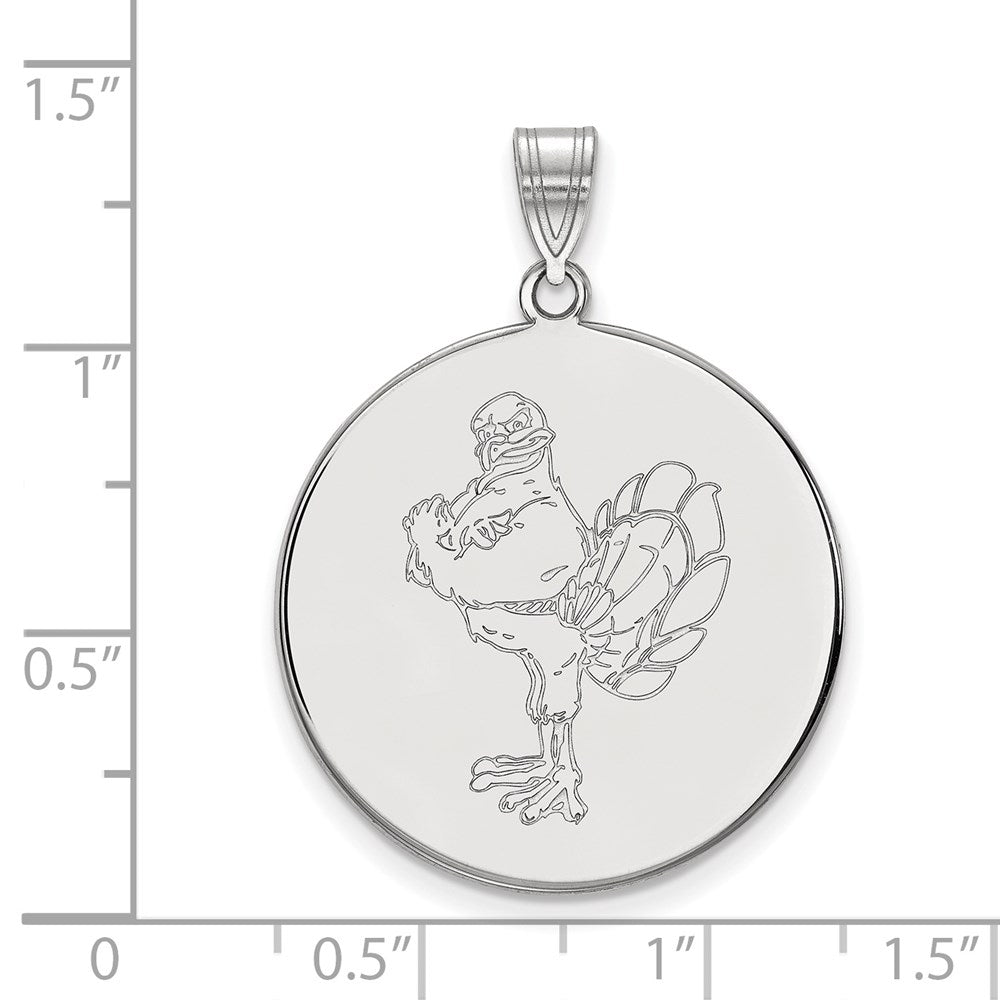 Sterling Silver Rhodium Plated Logoart Virginia Tech Hokiebird Extra Large Disc Pendant