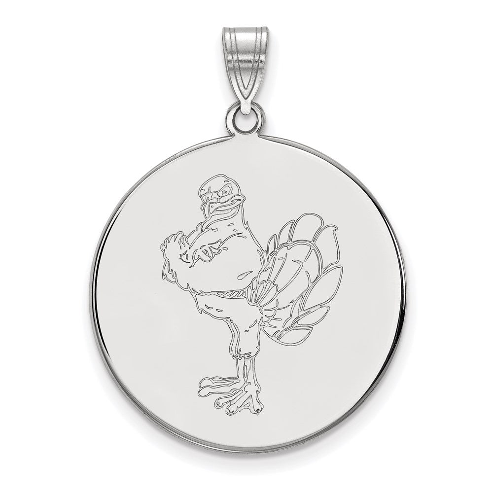 14K White Gold Logoart Virginia Tech Hokiebird Extra Large Disc Pendant