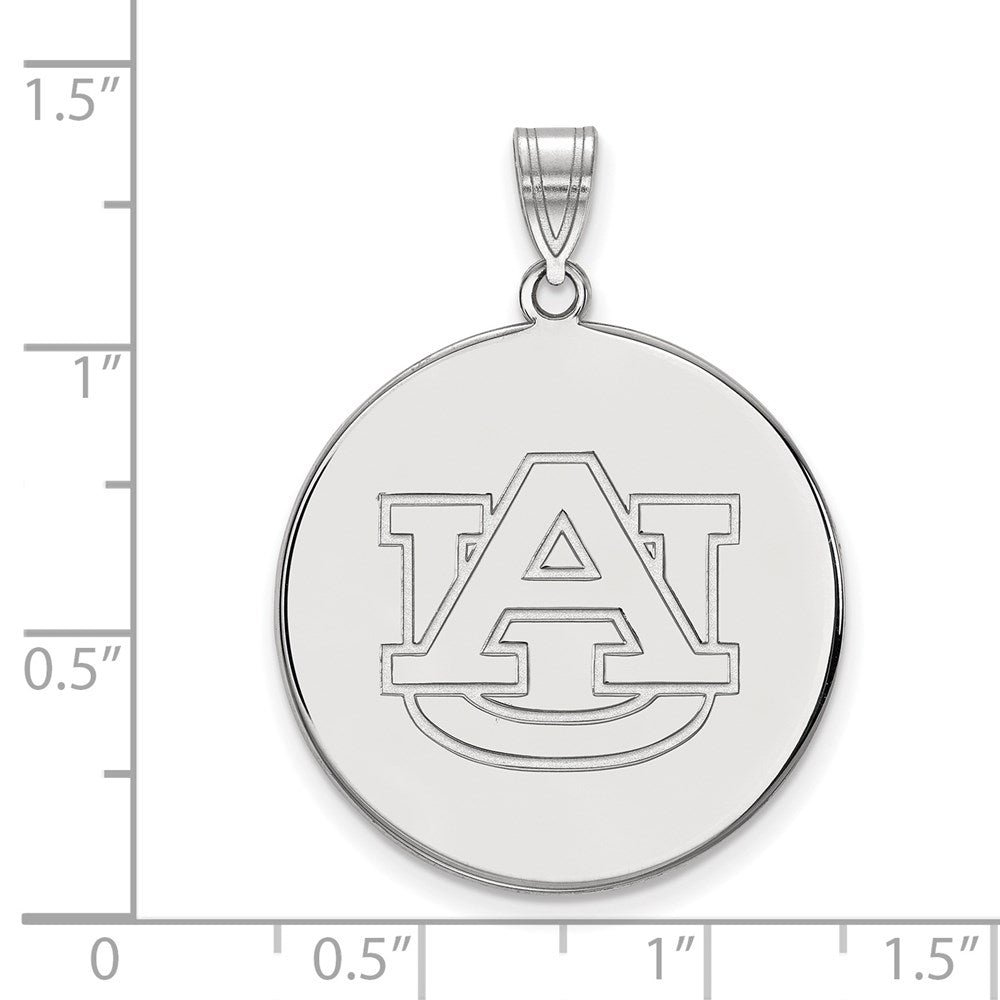 Sterling Silver Rhodium Plated Logoart Auburn University Extra Large Disc Pendant
