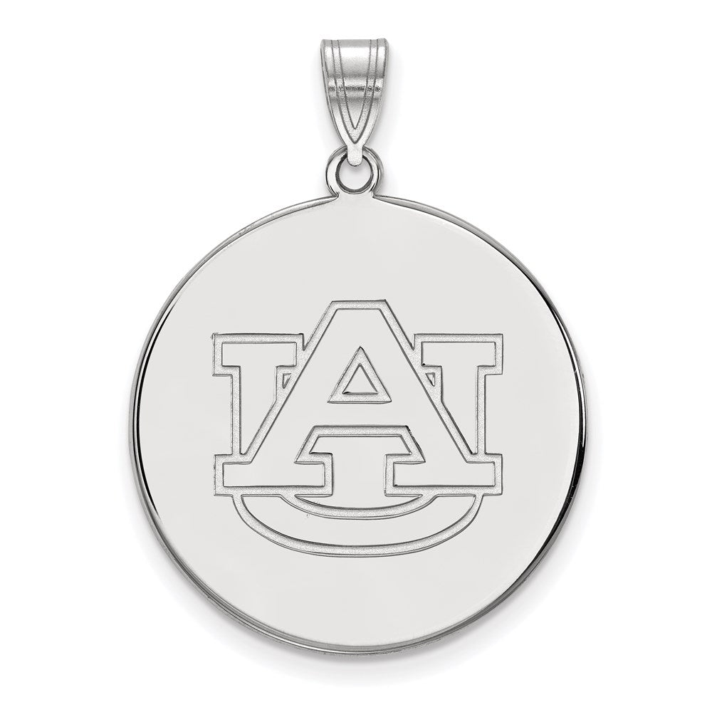 Sterling Silver Rhodium Plated Logoart Auburn University Extra Large Disc Pendant