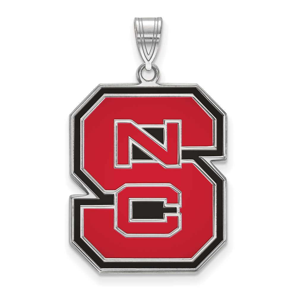 Sterling Silver Rhodium Plated Logoart North Carolina State University N C S Extra Large Enameled Pendant