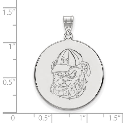10K White Gold Logoart University Of Georgia Bulldog Extra Large Disc Pendant