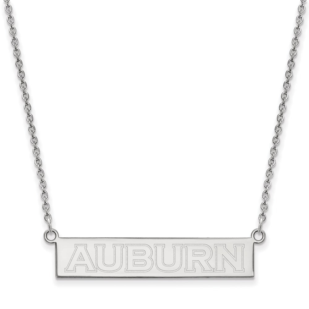 Sterling Silver Rhodium Plated Logoart Auburn University Small Bar 18 Inch Necklace