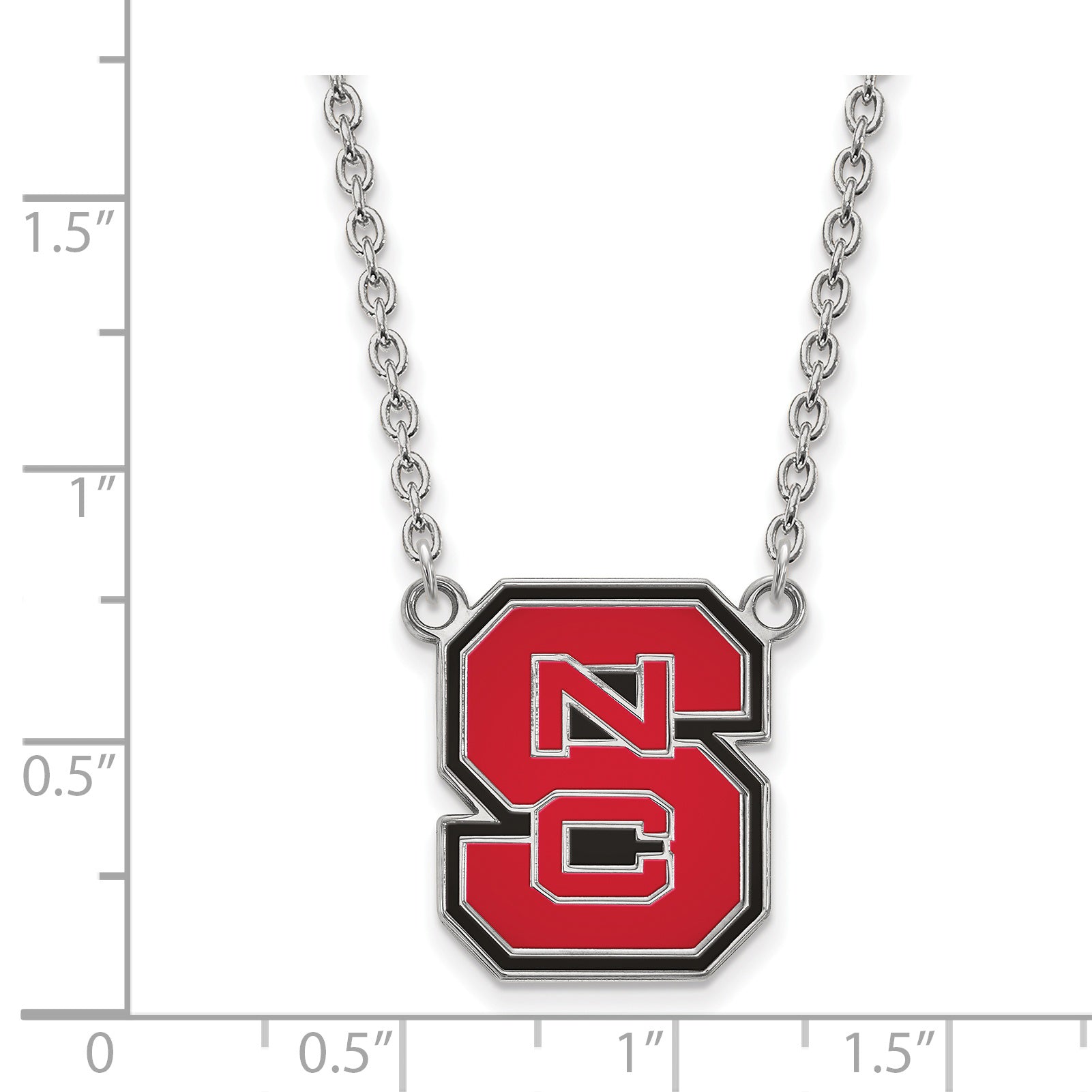 Sterling Silver Rhodium Plated Logoart North Carolina State University N C S Large Enameled Pendant 18 Inch Necklace