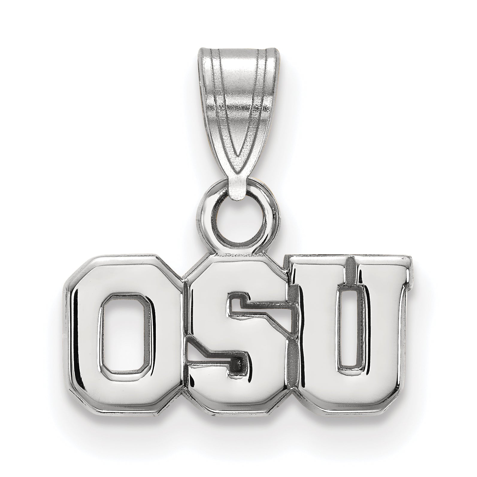 Sterling Silver Rhodium Plated Logoart The Ohio State University O S U Small Pendant