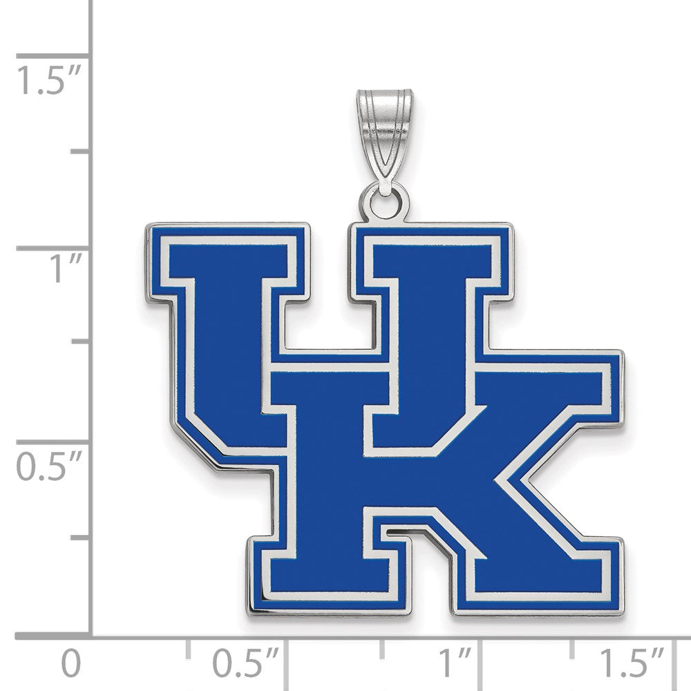 Sterling Silver Rhodium Plated Logoart University Of Kentucky U K Extra Large Enameled Pendant