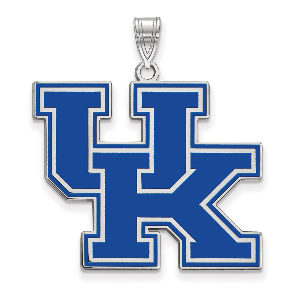 Sterling Silver Rhodium Plated Logoart University Of Kentucky U K Extra Large Enameled Pendant