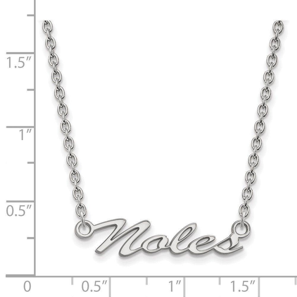 Sterling Silver Rhodium Plated Logoart Florida State University Noles Script Medium Pendant 18 Inch Necklace