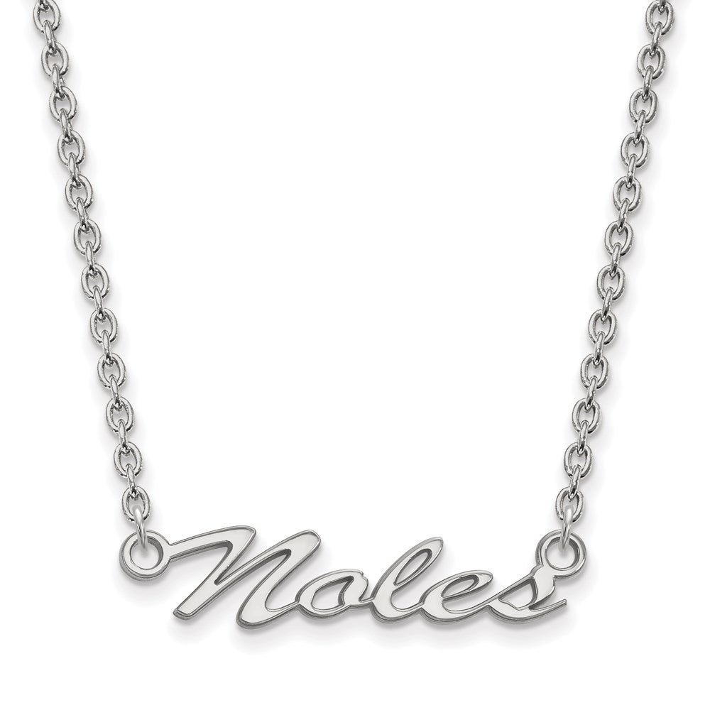 Sterling Silver Rhodium Plated Logoart Florida State University Noles Script Medium Pendant 18 Inch Necklace