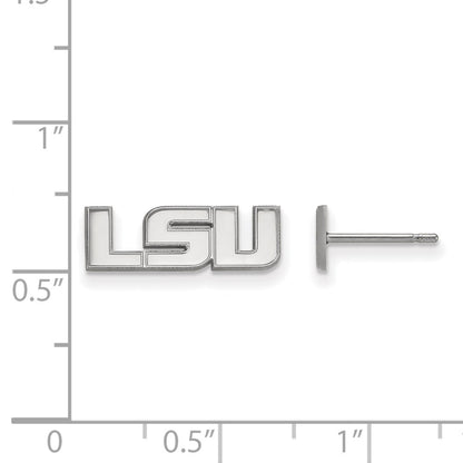 10K White Gold Logoart Louisiana State University L S U Extra Small Post Earrings