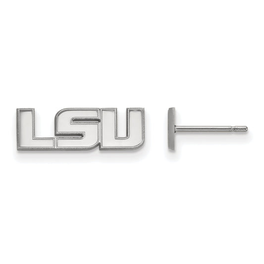 Sterling Silver Rhodium Plated Logoart Louisiana State University L S U Extra Small Post Earrings