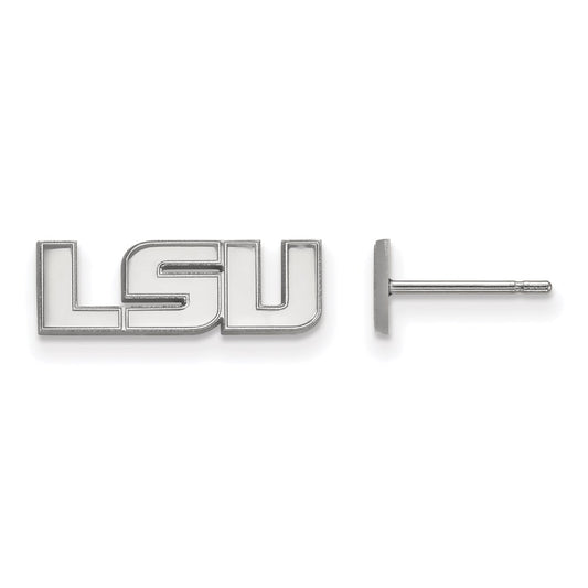 10K White Gold Logoart Louisiana State University L S U Extra Small Post Earrings