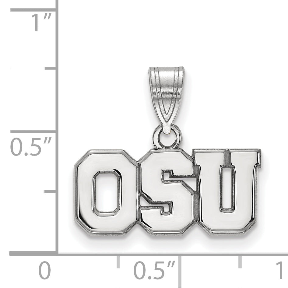 Sterling Silver Rhodium Plated Logoart The Ohio State University O S U Medium Pendant