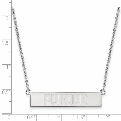 Sterling Silver Rhodium Plated Logoart Purdue University Small Bar 18 Inch Necklace