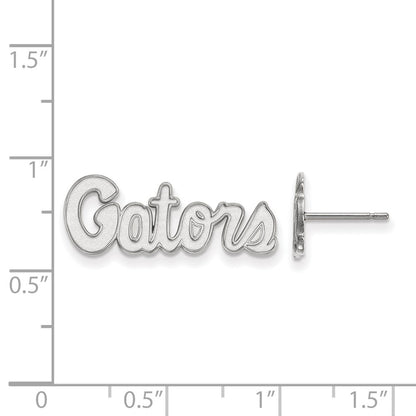 Sterling Silver Rhodium Plated Logoart University Of Florida Gators Script Extra Small Post Earrings