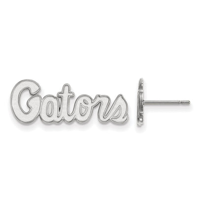 Sterling Silver Rhodium Plated Logoart University Of Florida Gators Script Extra Small Post Earrings