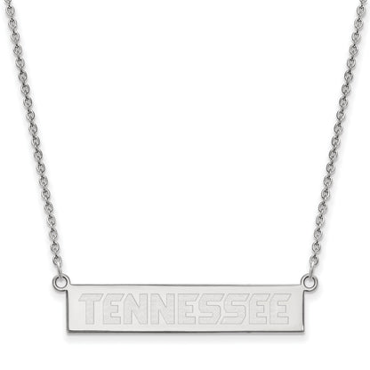Sterling Silver Rhodium Plated Logoart University Of Tennessee Small Bar 18 Inch Necklace