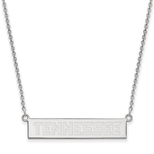 Sterling Silver Rhodium Plated Logoart University Of Tennessee Small Bar 18 Inch Necklace