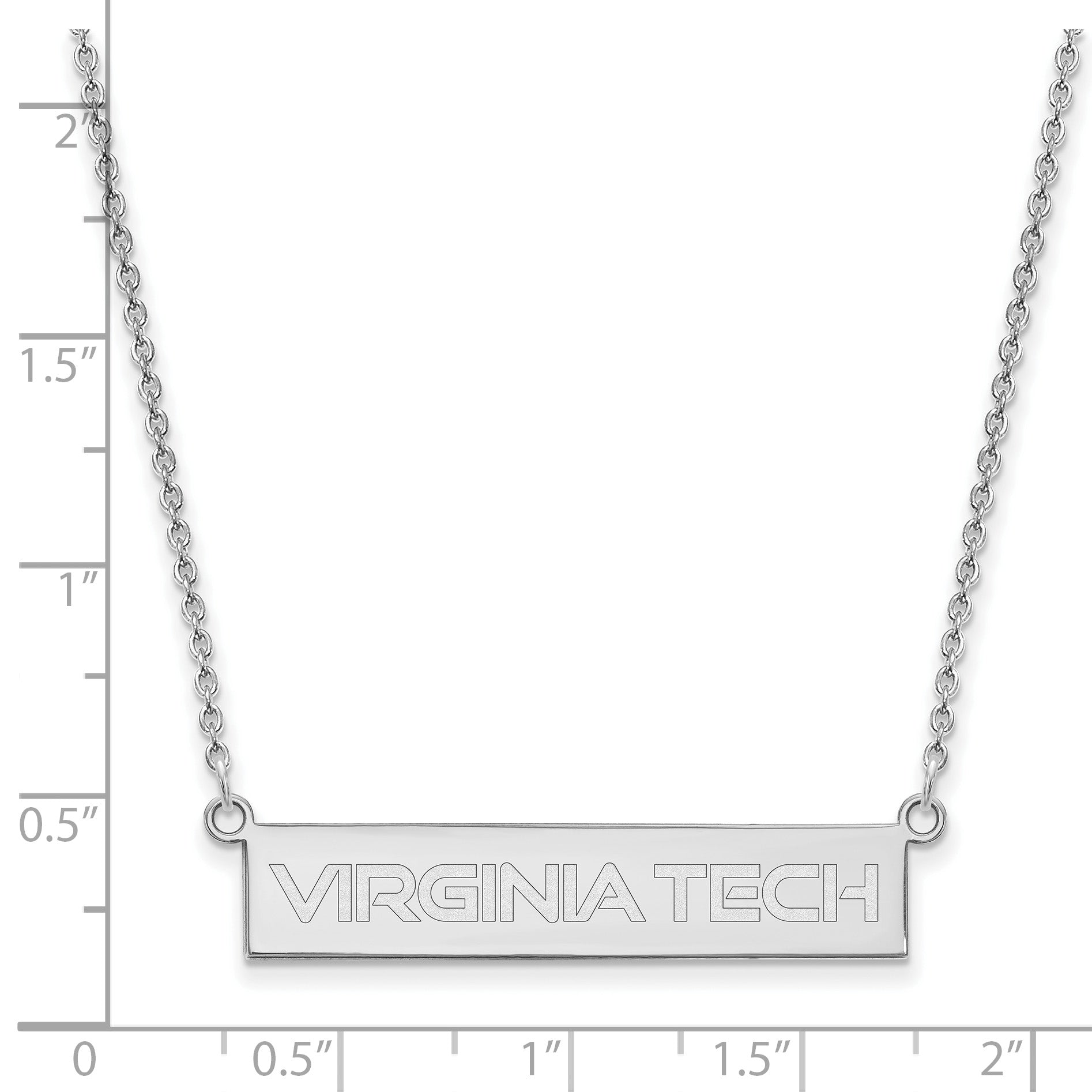 Sterling Silver Rhodium Plated Logoart Virginia Tech Small Bar 18 Inch Necklace