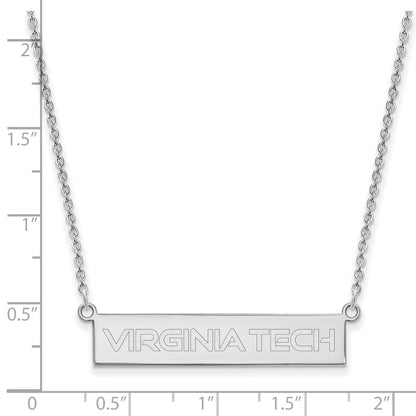 Sterling Silver Rhodium Plated Logoart Virginia Tech Small Bar 18 Inch Necklace