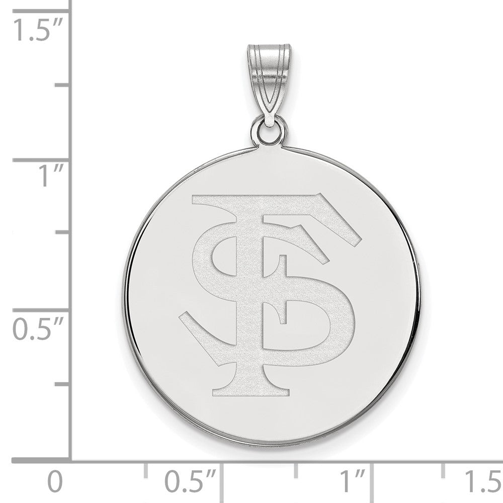 14K White Gold Logoart Florida State University F S Extra Large Disc Pendant